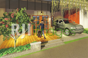 Contoh aplikasi roster terakota persegi