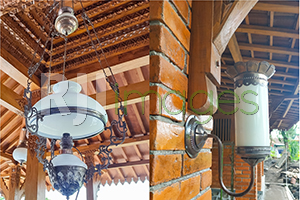 Lampu gantung katrol antik dan Lampu dinding mini antik
