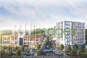 Perspektif commercial area (Shophouse) & apartment (Cornell Tower)