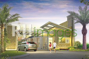 Perspektif maingate kawasan hunian Grand Tosca Residence