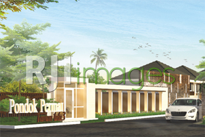 Perspektif maingate kawasan hunian Pondok Permai Tamantirta 3