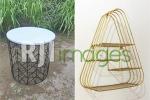 Meja Industrial Chevron dan Wall Triangel Gold