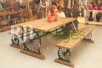 Table set kayu roda